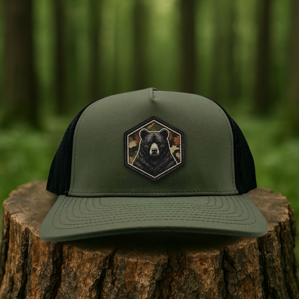 Bear Leatherette Patch Hat – Mountain Explorer Edition