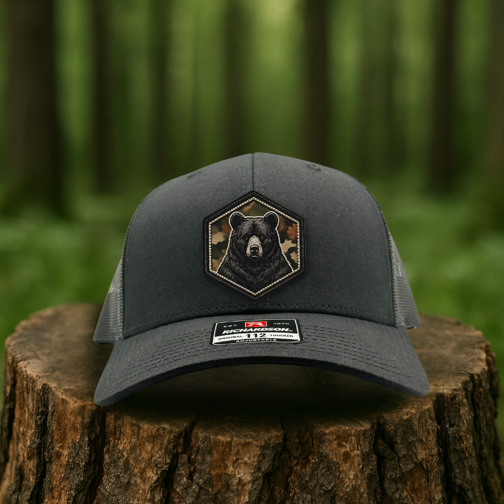 Bear Leatherette Patch Hat – Mountain Explorer Edition