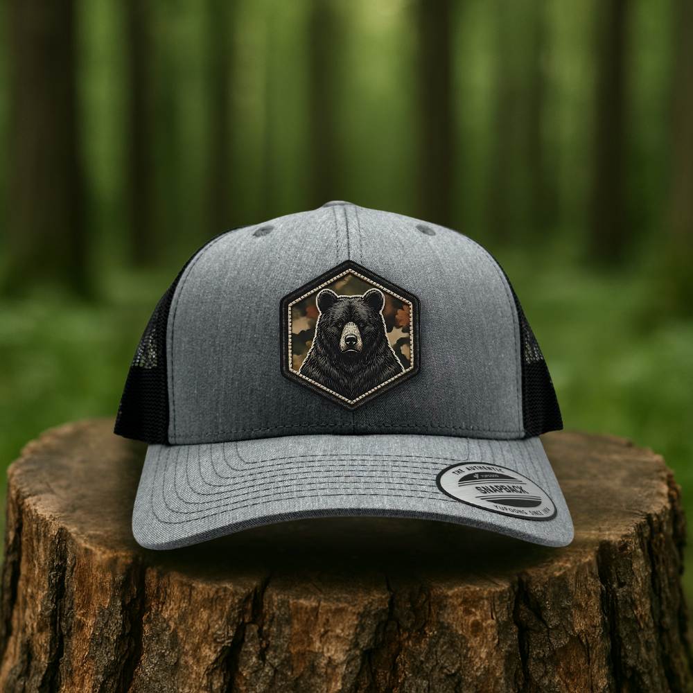 Bear Leatherette Patch Hat – Mountain Explorer Edition