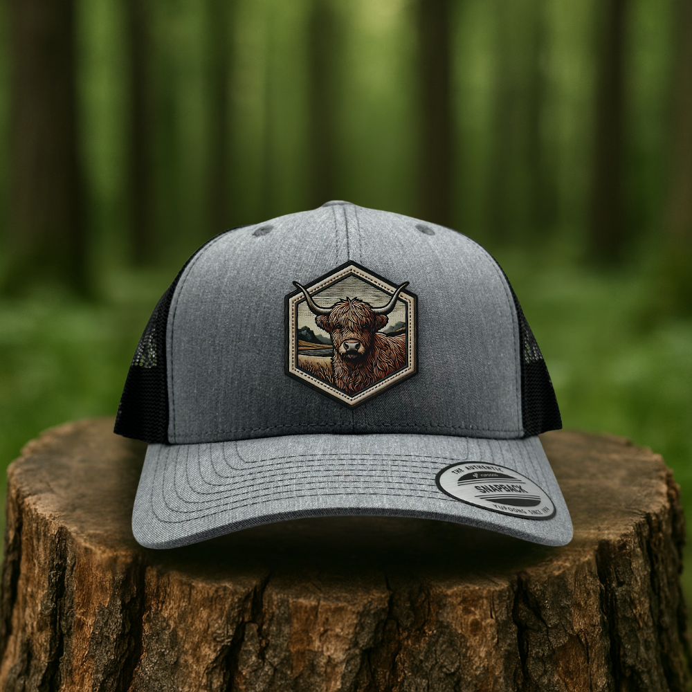 Highland Bull Leatherette Patch Hat – Rustic Ranch Style