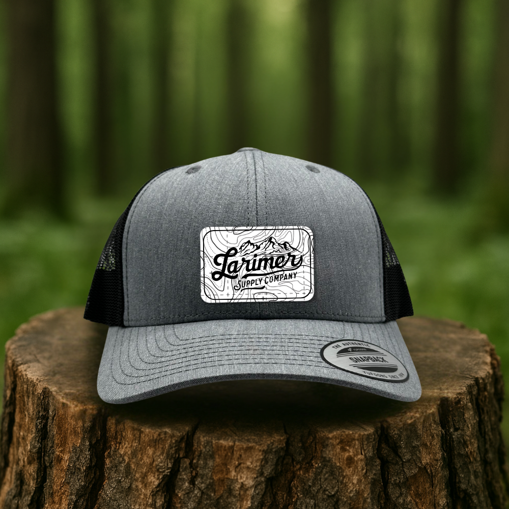 White Topo Map Hat Patch – Adventure Map Design - Custom Hats