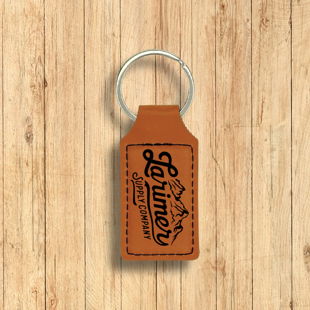 Larimer Supply Company premium leatherette keychain in buckskin