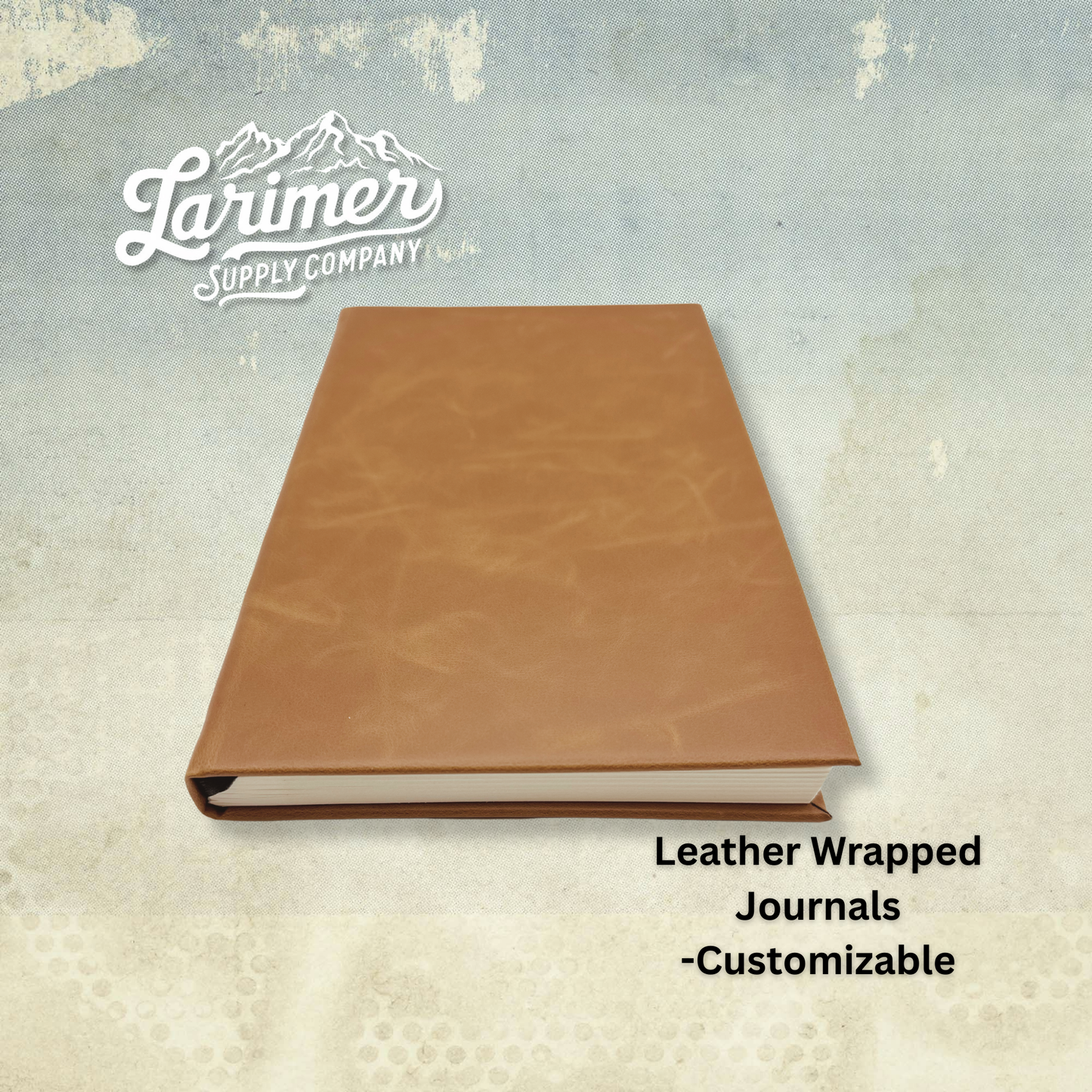 Customizable journal wrapped in rawhide leatherette, engraved by Larimer Supply Company