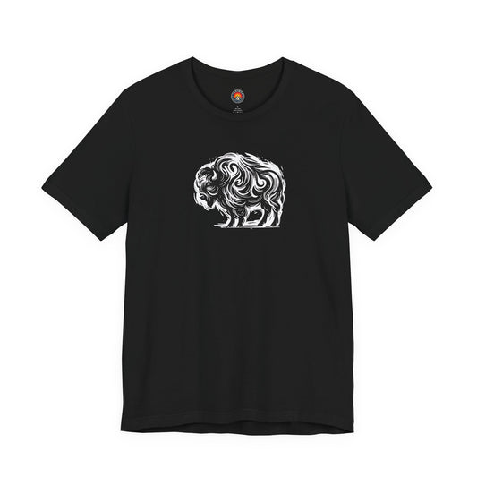 Buffalo Sketch Line Art T-Shirt –White Print– Wilderness Graphic Tee | Outdoor Adventure Shirt | Nature Lover Gift | Hiking & Camping Apparel