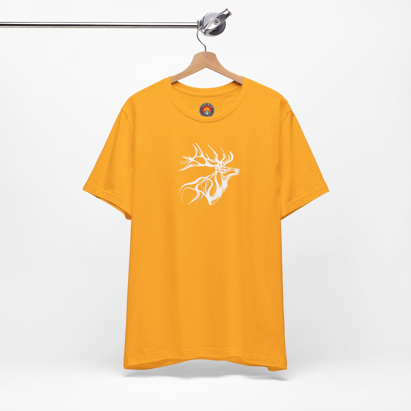 Elk Sketch Line Art T-Shirt – White Print – Wilderness Graphic Tee | Outdoor Adventure Shirt | Nature Lover Gift | Hiking & Camping Apparel