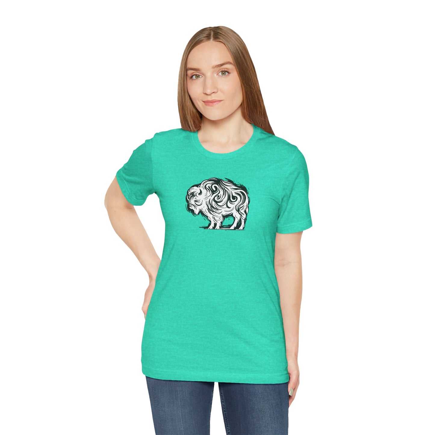 Buffalo Sketch Line Art T-Shirt –Black Print– Wilderness Graphic Tee | Outdoor Adventure Shirt | Nature Lover Gift | Hiking & Camping Apparel