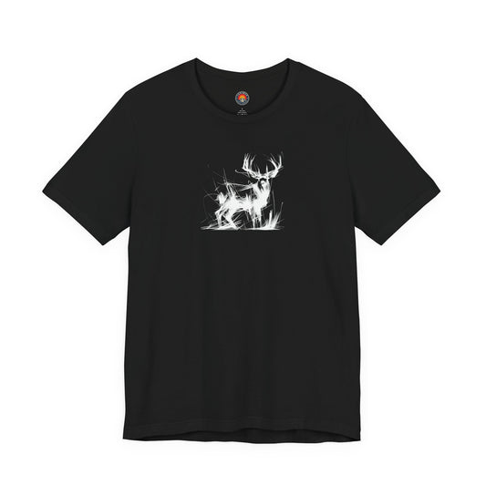 Mule Deer Buck Sketch Line Art T-Shirt –White Print– Wilderness Graphic Tee | Outdoor Adventure Shirt | Nature Lover Gift | Hiking & Camping Apparel