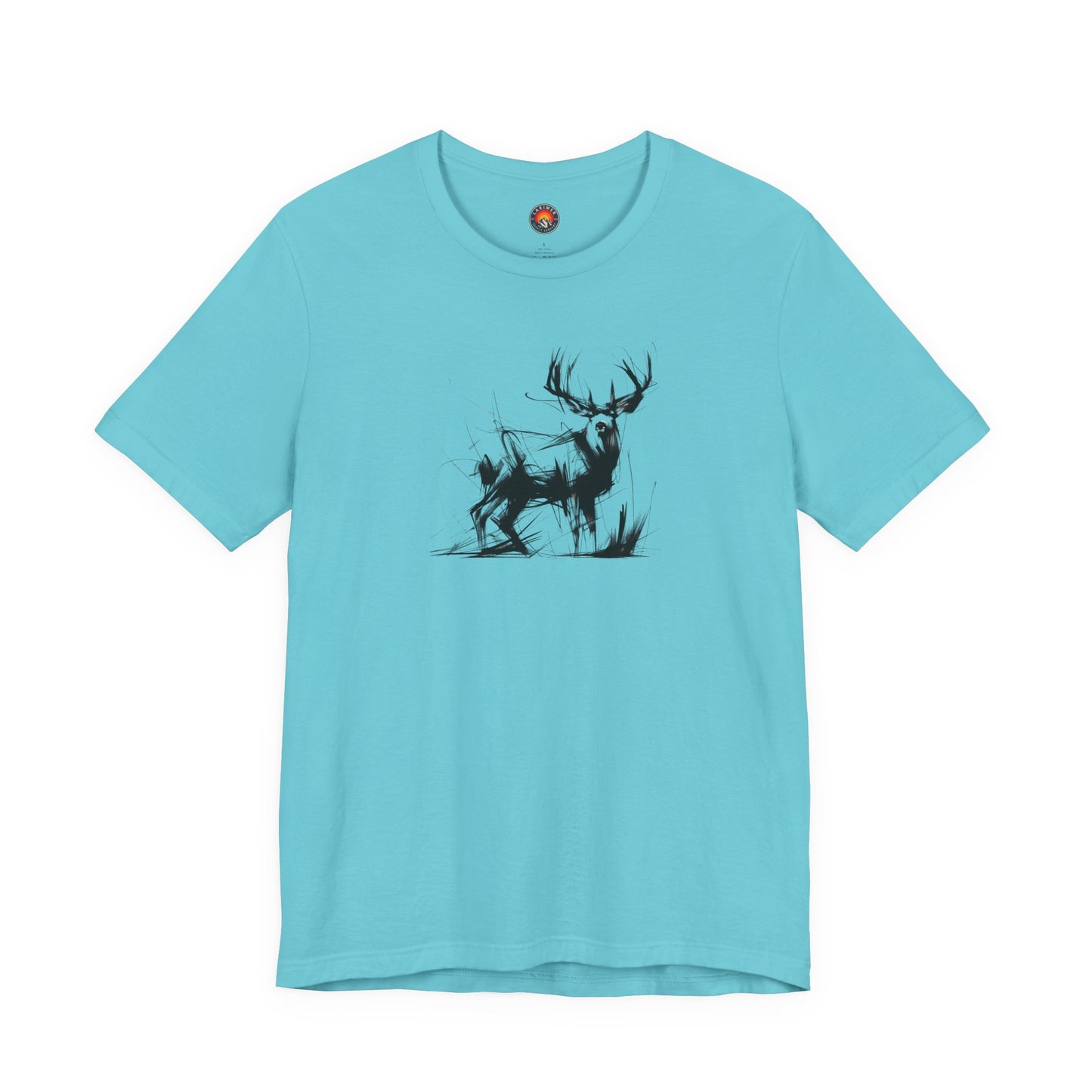 Mule Deer Sketch-Style Line Art T-Shirt –Black Print– Wilderness Graphic Tee | Outdoor Adventure Shirt | Nature Lover Gift | Hiking & Camping Apparel
