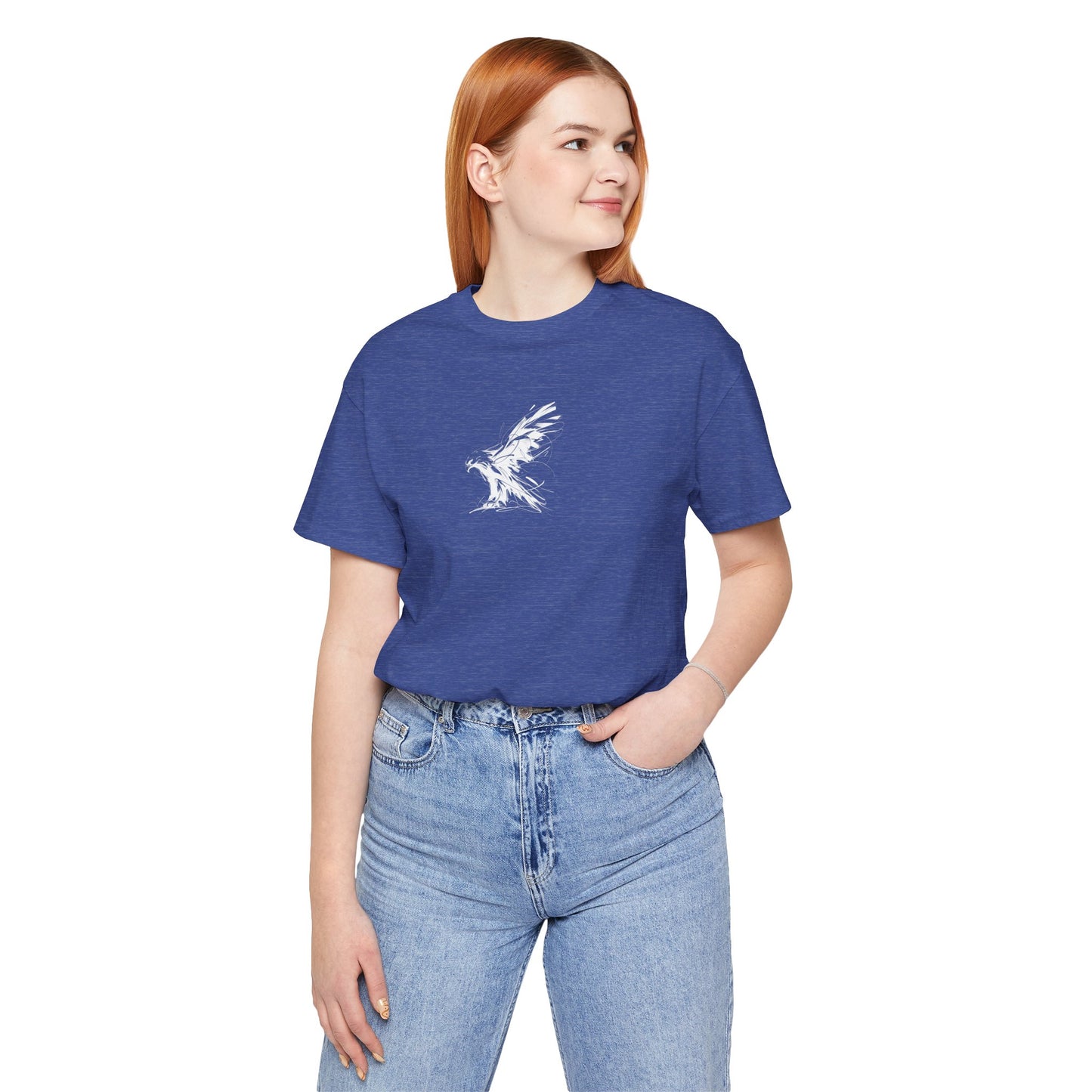 Flying Eagle Sketch Line Art T-Shirt –White Print– Wilderness Graphic Tee | Outdoor Adventure Shirt | Nature Lover Gift | Hiking & Camping Apparel
