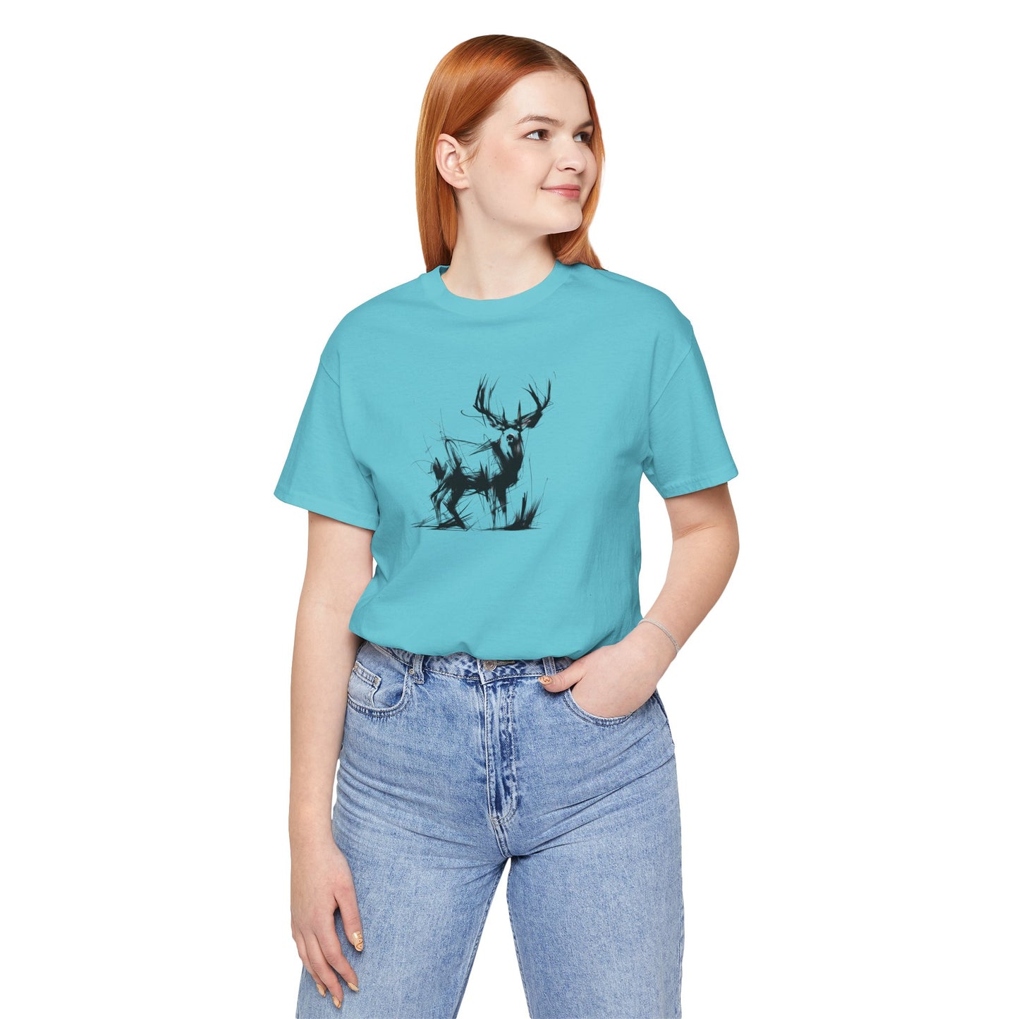 Mule Deer Sketch-Style Line Art T-Shirt –Black Print– Wilderness Graphic Tee | Outdoor Adventure Shirt | Nature Lover Gift | Hiking & Camping Apparel