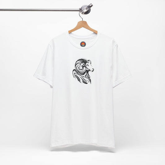 Longhorn Sheep Ram Sketch Line Art T-Shirt – Black Print – Wilderness Graphic Tee | Outdoor Adventure Shirt | Nature Lover Gift | Hiking & Camping Apparel