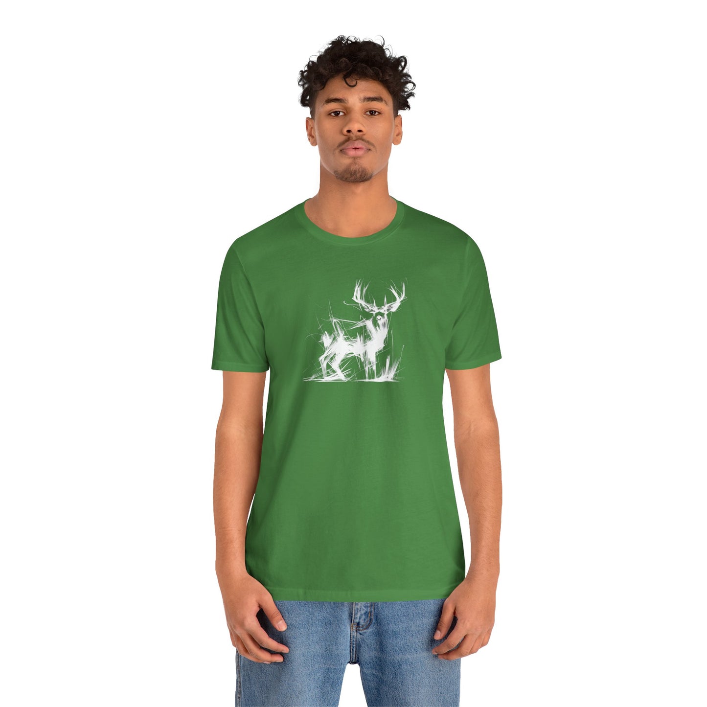 Mule Deer Sketch-Style Line Art T-Shirt – White Print – Wilderness Graphic Tee | Outdoor Adventure Shirt | Nature Lover Gift | Hiking & Camping Apparel