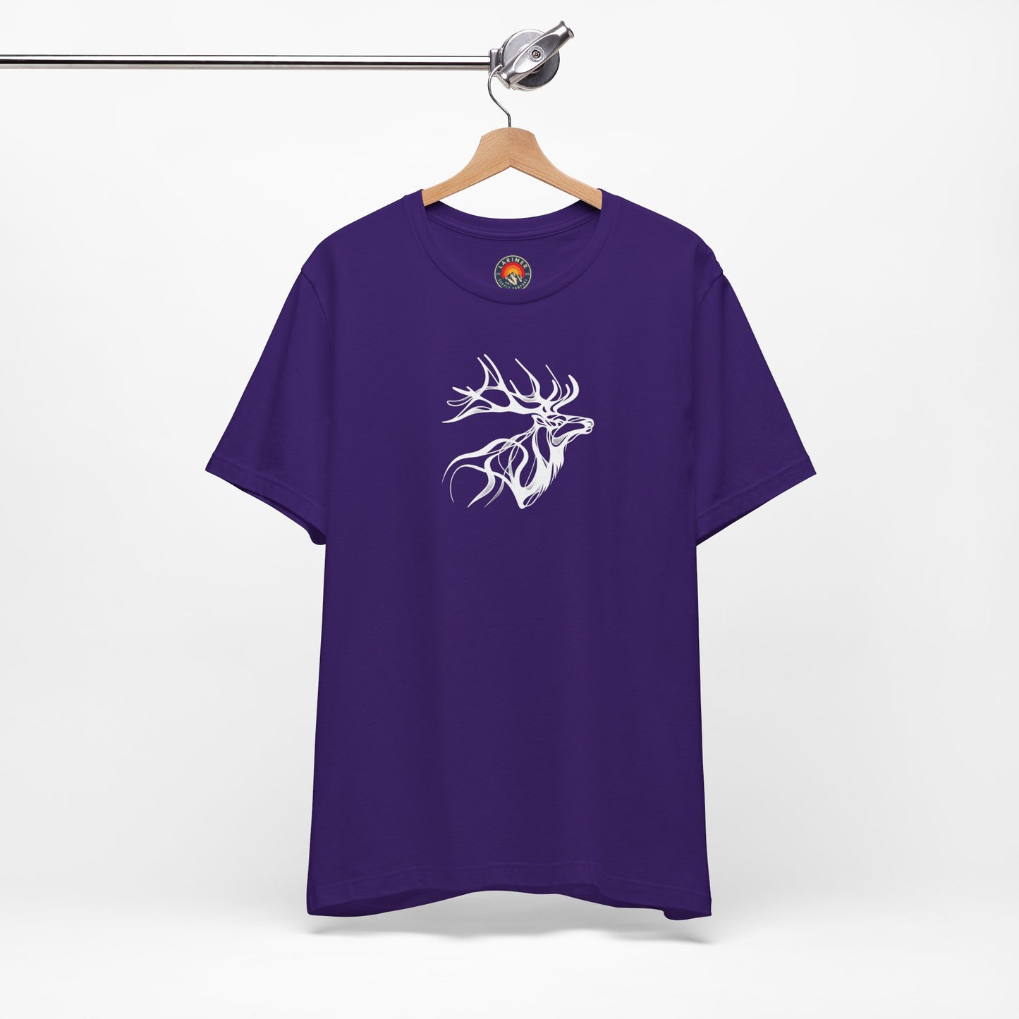 Elk Sketch Line Art T-Shirt – White Print – Wilderness Graphic Tee | Outdoor Adventure Shirt | Nature Lover Gift | Hiking & Camping Apparel