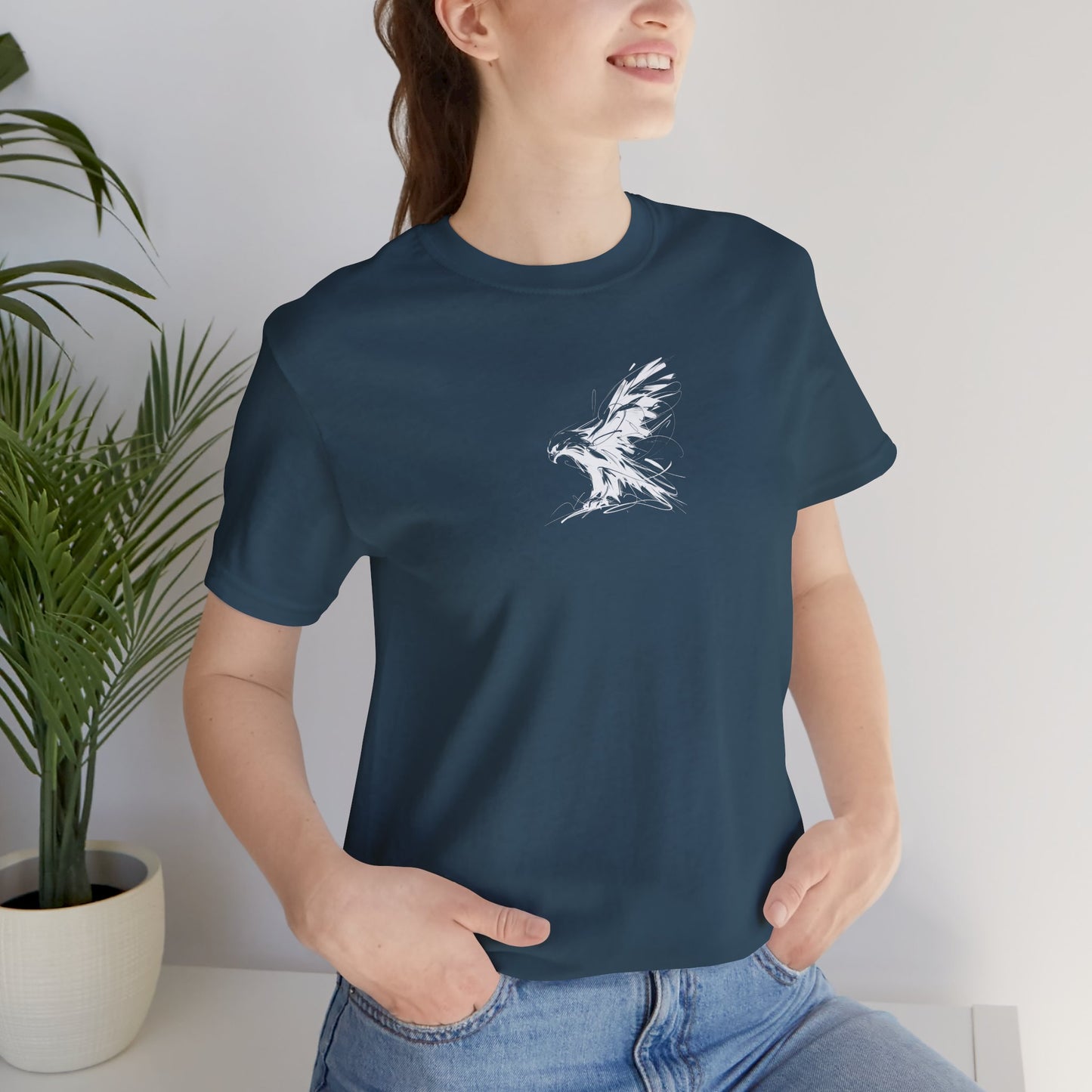 Flying Eagle Sketch Line Art T-Shirt –White Print– Wilderness Graphic Tee | Outdoor Adventure Shirt | Nature Lover Gift | Hiking & Camping Apparel
