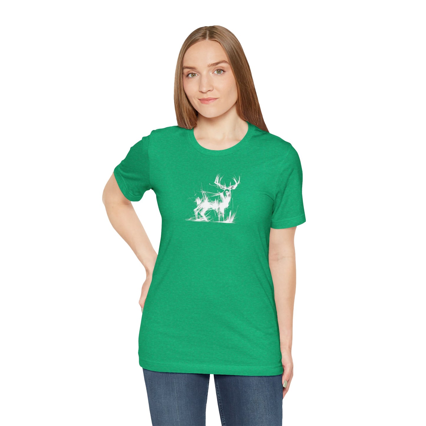 Mule Deer Buck Sketch Line Art T-Shirt –White Print– Wilderness Graphic Tee | Outdoor Adventure Shirt | Nature Lover Gift | Hiking & Camping Apparel