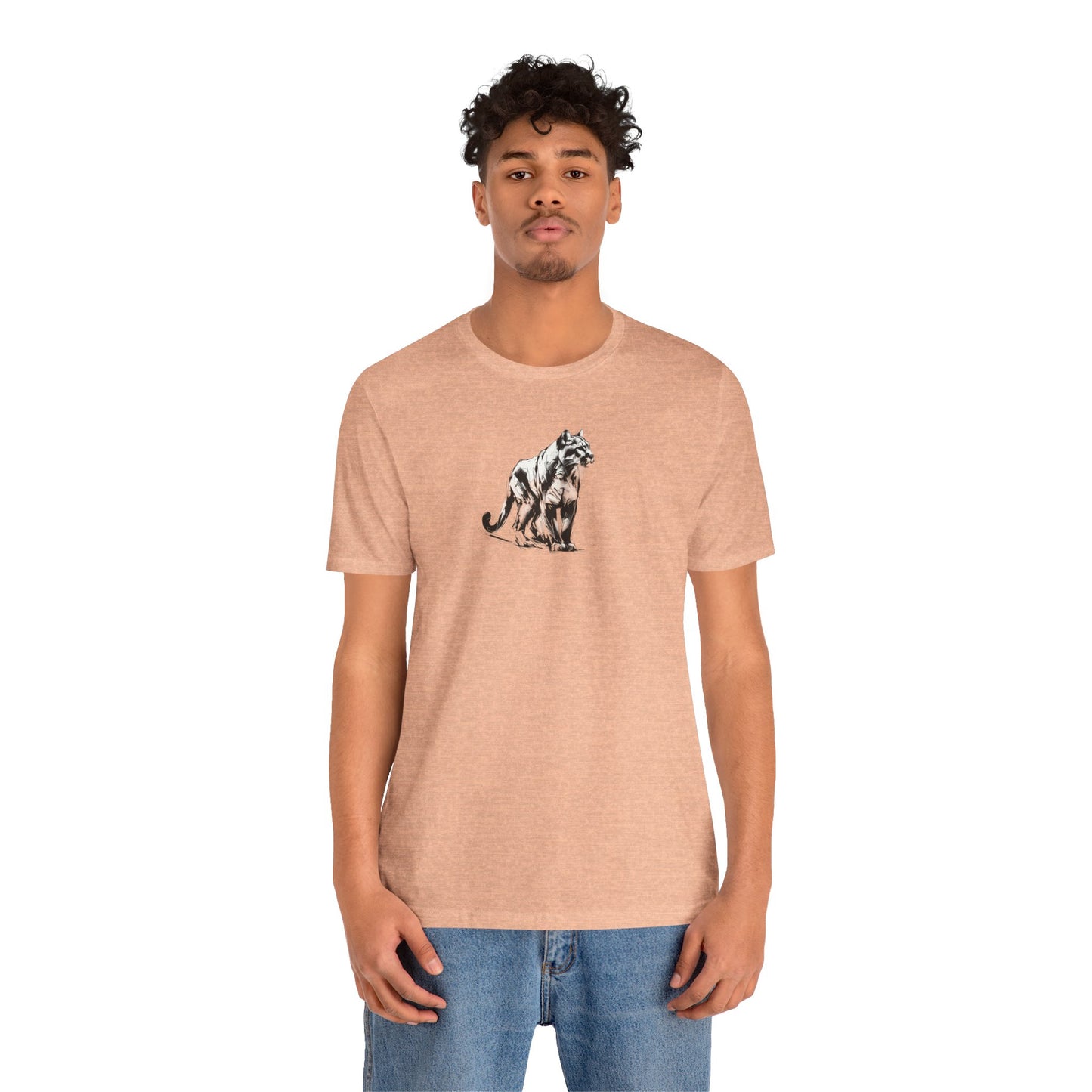 Mountain Lion Sketch Line Art T-Shirt – Black Print – Wilderness Graphic Tee | Outdoor Adventure Shirt | Nature Lover Gift | Hiking & Camping Apparel