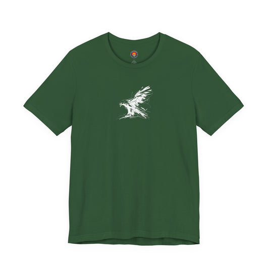 Flying Eagle Sketch Line Art T-Shirt –White Print– Wilderness Graphic Tee | Outdoor Adventure Shirt | Nature Lover Gift | Hiking & Camping Apparel