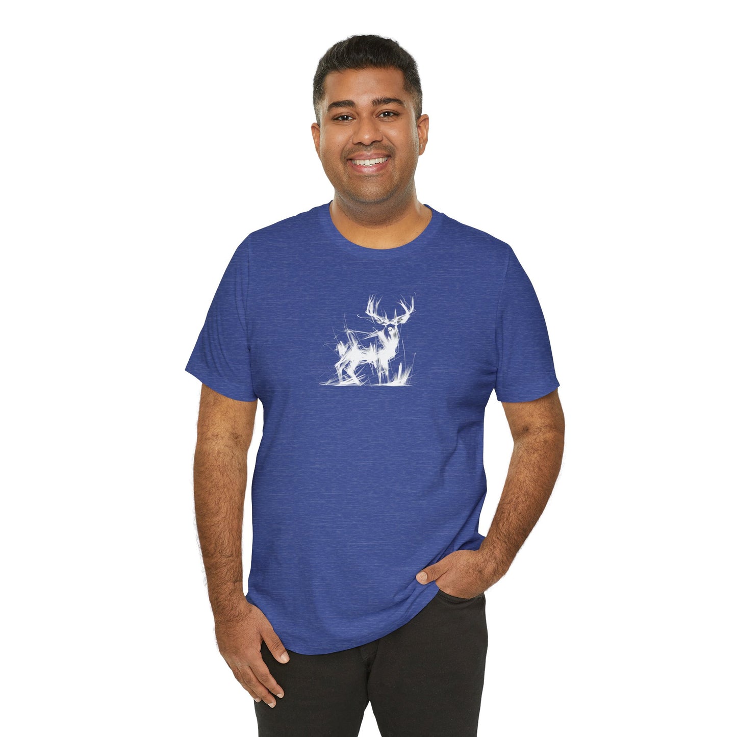 Mule Deer Buck Sketch Line Art T-Shirt –White Print– Wilderness Graphic Tee | Outdoor Adventure Shirt | Nature Lover Gift | Hiking & Camping Apparel