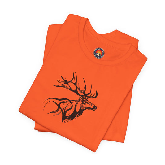 Elk Sketch Line Art T-Shirt – Black Print – Wilderness Graphic Tee | Outdoor Adventure Shirt | Nature Lover Gift | Hiking & Camping Apparel