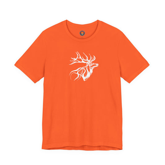 Elk Sketch Line Art T-Shirt – White Print – Wilderness Graphic Tee | Outdoor Adventure Shirt | Nature Lover Gift | Hiking & Camping Apparel
