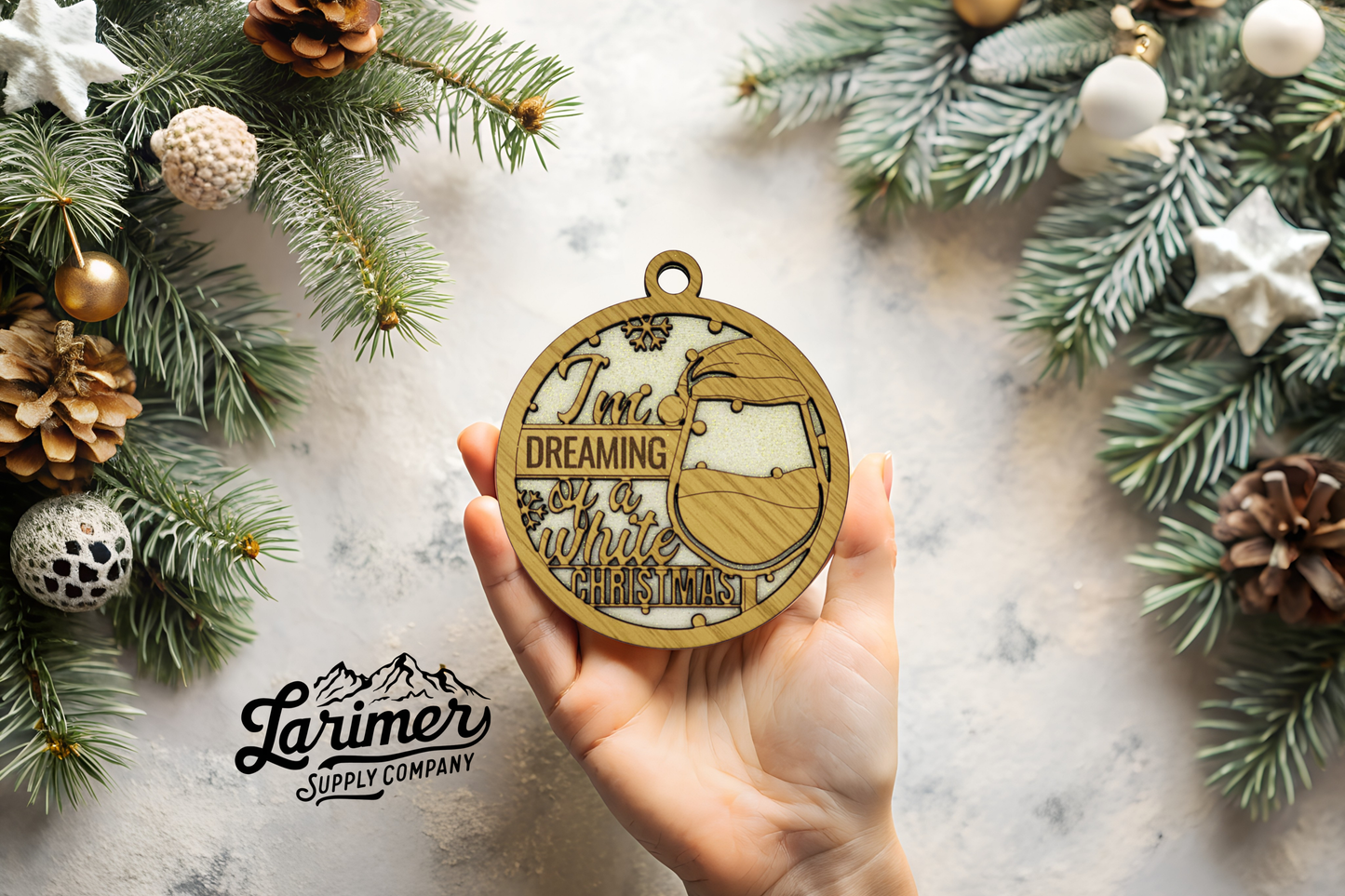 Wine Lover's Laser-Engraved Wooden Christmas Ornament