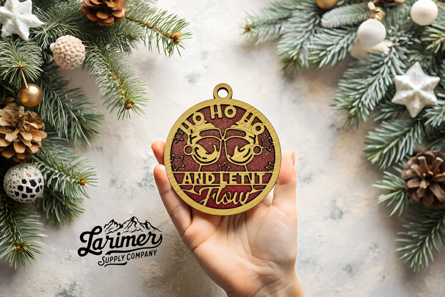 Wine Lover's Laser-Engraved Wooden Christmas Ornament