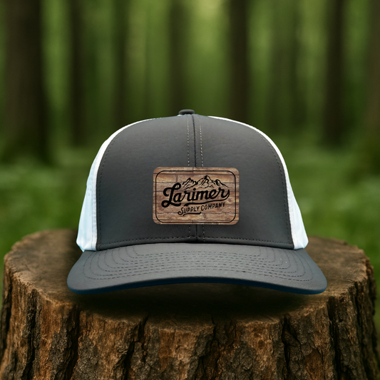 Rustic Woodgrain Leatherette Patch - Custom Hats