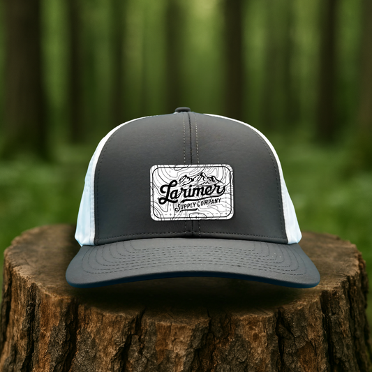 White Topo Map Hat Patch – Adventure Map Design - Custom Hats