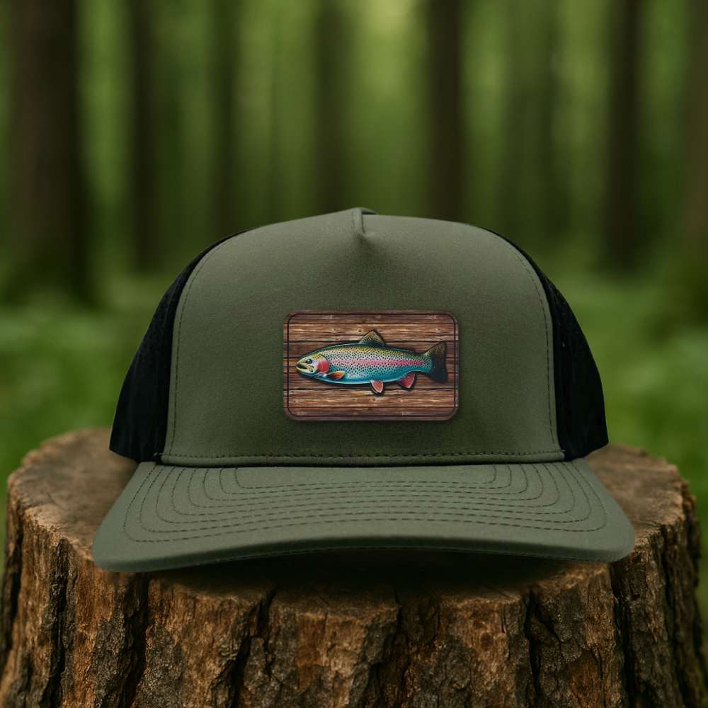 Woodgrain Trout Trophy Hat – Trophy Wall Edition