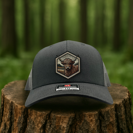 Highland Bull Leatherette Patch Hat – Rustic Ranch Style