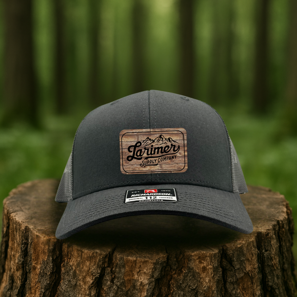 Rustic Woodgrain Leatherette Patch - Custom Hats
