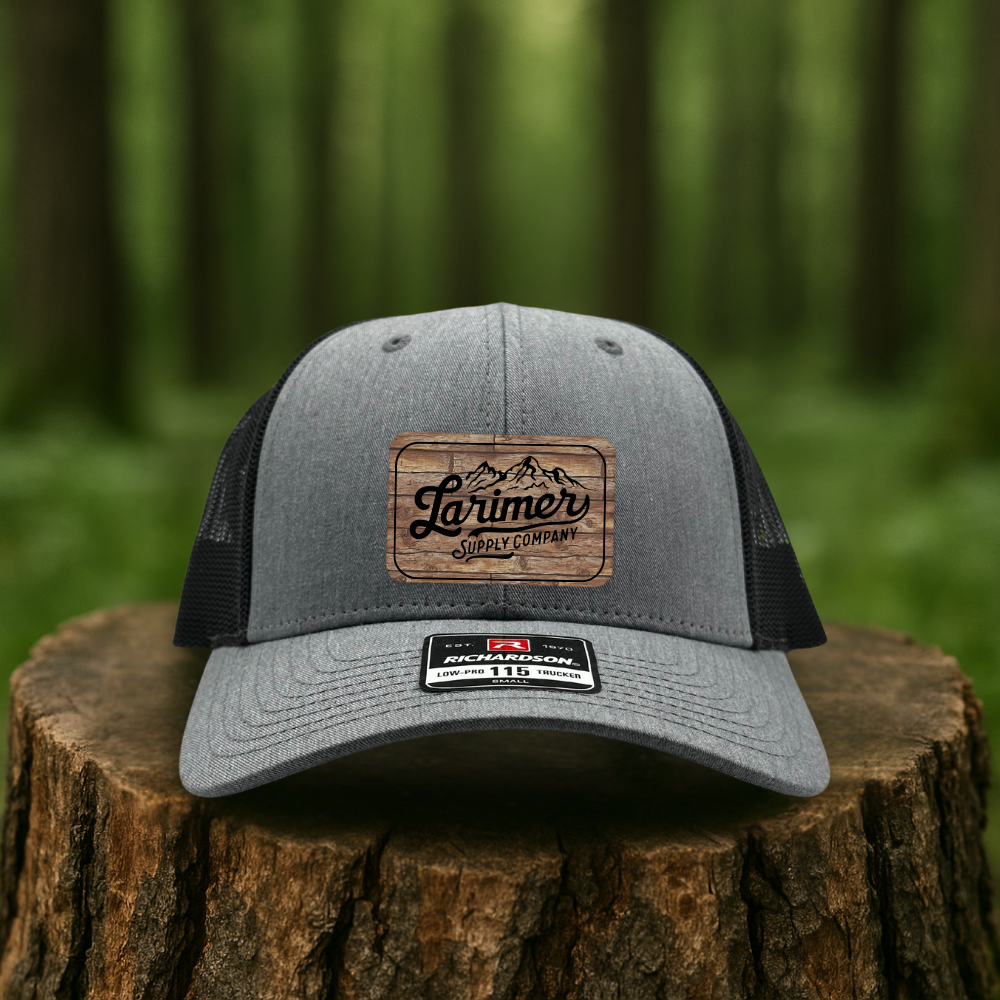 Rustic Woodgrain Leatherette Patch - Custom Hats
