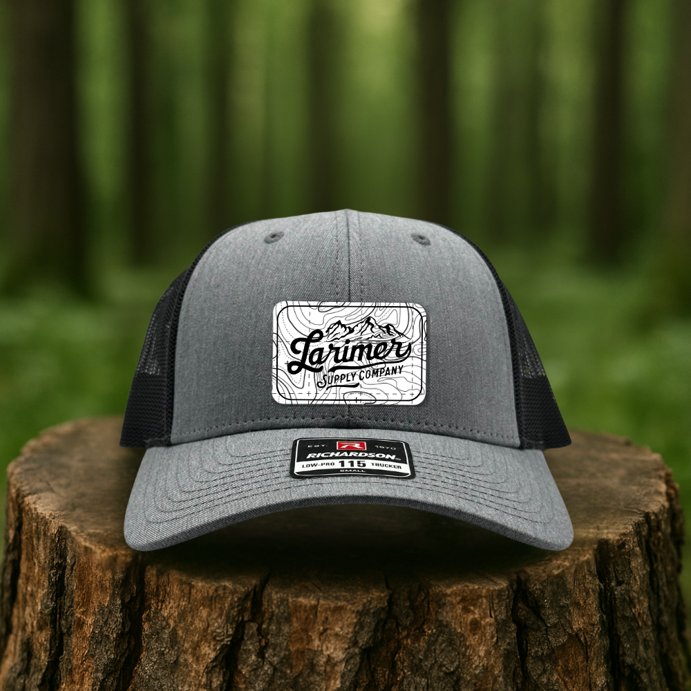 White Topo Map Hat Patch – Adventure Map Design - Custom Hats