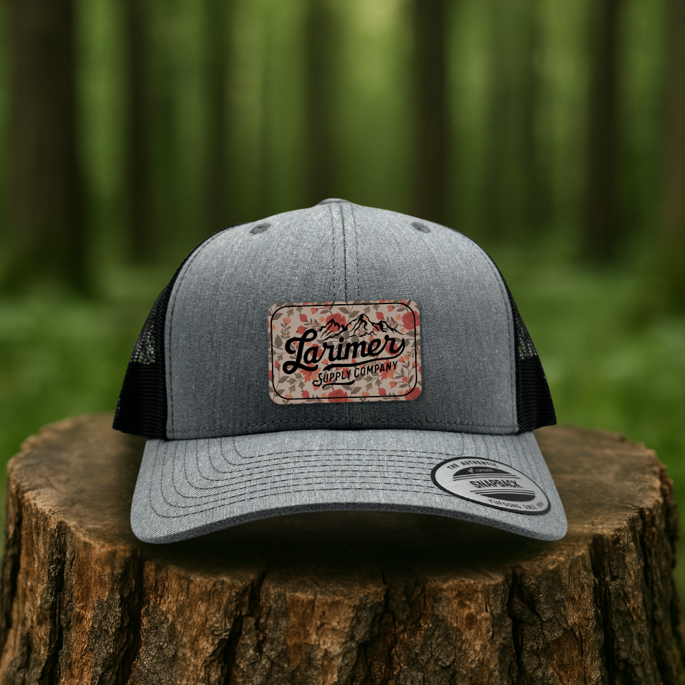 Prairie Rose Vintage Floral Leatherette Patch - Custom Hats